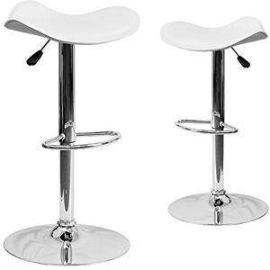 Flash Furniture Meubles Flash Tabouret de Bar Hauteur réglable, Plastique, Vinyle, Chrome, contreplaqué, Mousse, métal, Blanc, Lot de 2 - Publicité