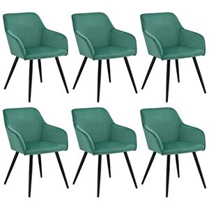 Juskys Lot de 6 chaises de Salle à Manger Tarje, avec Dossier & accoudoirs, Pieds métalliques, revêtement en Velours, supporte jusqu'à 110 kg, 6 chaises de Cuisine Vert - Publicité