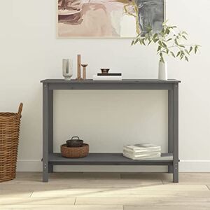 Rantry Table console grise 110 x 40 x 80 cm en bois massif de pin, table de salon, table de bureau, chambre à coucher, jardin, décoration de meubles - Publicité