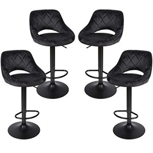 RELOVE Tabourets de Bar en Velours avec Dossier Oreillers Réglables en Hauteur Chaises de Cuisine Pivotants avec Repose-Pied pour Cuisine Bistrot (Noir-4PC) - Publicité