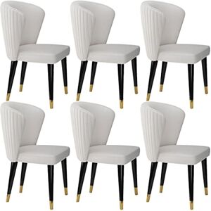 WZZQZR Lot de 6 chaises de salle à manger modernes en cuir microfibre pour cuisine, salon, chaises de salon en bois massif cendré, chaise de réception (couleur : blanc cassé) - Publicité