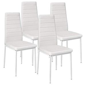 XUANYU Chaise de Salon avec Pieds en Métal Ensemble de Chaise de Salle à Manger Tabouret de Cuisine, Lot de 4 Blanche Chaises, 42×48×98 cm - Publicité