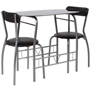 Flash Furniture Meubles Flash Ensemble Table et chaises en Verre, métal, Noir, 3-Piece Set - Publicité