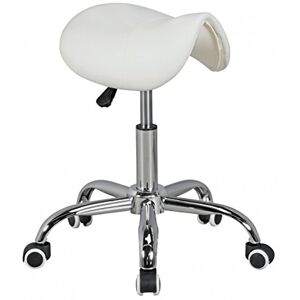 AMSTYLE Tabouret de Selle Curve Tabouret Blanc esthétique Hauteur des selles Coiffeur réglable Imitation tabourets pivotants en Cuir Tabouret pivotant avec des Roues - Publicité