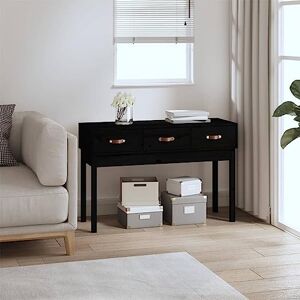 LARRYHOT Table console noire 114 x 40 x 75 cm en bois massif de pin, Tables basses, 821758 - Publicité