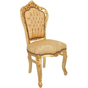 Way Home Store Chaise baroque style Français Louis XVI or avec pierres en tissu 60 x 52 x 110 cm - Publicité