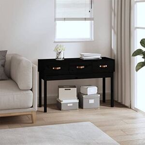 INLIFE 821758 Table console en pin massif Noir 114 x 40 x 75 cm 15,9 kg - Publicité