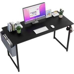 Clevich Bureau, Bureau Informatique, Bureau avec Rangement et Support pour Casque, Poste de Travail, Bureau d'Ordinateur, Style Industriel, Table pour Bureau, Chambre, Salon (Noir, 135 x 60 x 74 cm) - Publicité