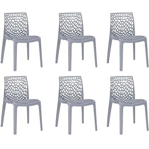 Unique Lot de 6 chaises empilables DIADEME Polypropylène Gris Clair - Publicité