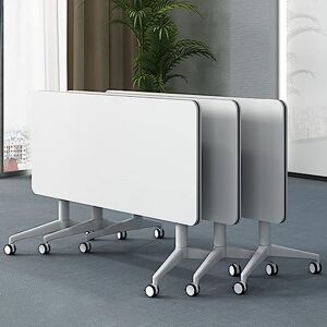 NaLoRa Tables de réunion pliables 3 pièces, table de formation mobile rabattable avec roues verrouillables, prêtes à être dépliées et utilisées (couleur : blanc, taille : 120 x 55 x 74 cm) (blanc 180 x - Publicité