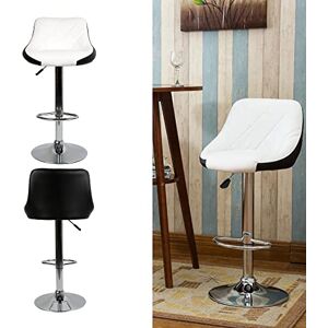 MINGYI Lot de 10 Tabouret de Bar PU, Tabouret Hautes de Cuisine, Réglable en Hauteur 53-73 cm, Chaise Haute Bar Moderne, Chaise de Bar Cuillère (Blanc-Noir) - Publicité