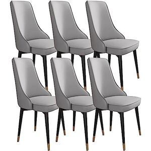 WZZQZR Lot de 6 chaises de salle à manger en cuir synthétique confortables chaises d'appoint cuisine, balcon, canapé, chaise en acier au carbone, coiffeuse, chaise de maquillage (couleur : gris clair, - Publicité