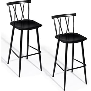 COSTWAY Lot de 2 tabourets de Bar avec Dossier, chaises de Salle à Manger, chaises de bistrot, chaises de café 47,5 cm x 41 cm x 105 cm (L x l x H) - Publicité