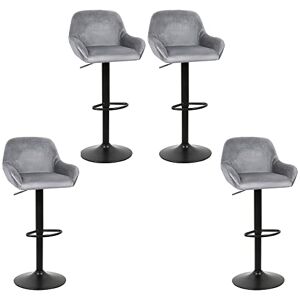 LANTUS Tabouret de Bar Capitonné Lot de 4 Chaise Bar Pivotante Haute Velours Tabourets Cuisine avec Repose-Pieds, Chaise Haute de Cuisine pour Cuisine/Bar/Comptoir-4PC (Gris Clair) - Publicité