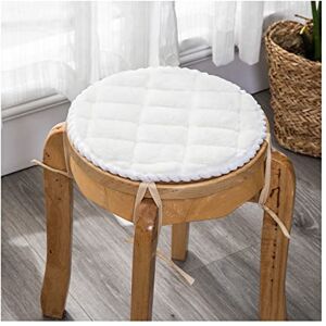 JLWM Coussin De Chaise Peluche Couleur Unie, Coussins De Chaises Hiver Ne Pas-caleçon Galette De Chaise avec Sangles pour Table à Manger Tabouret Chambre Rond-Blanc-diamètre-30cm - Publicité