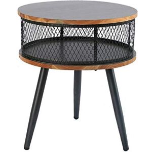 NGKEC Maison Bois Massif Fer Jambe Peinture Petite Table de Rangement Ronde Simple Salon café canapé Table d'appoint - Publicité