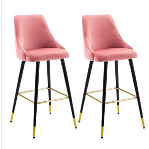 DUHOME Tabouret de Bar, Set de 2 Tabourets en Velours, Chaise de Bar Tabouret de Bar Design Moderne Tabouret de Bar avec Pieds en Métal pour Cuisine Bistro Café Comptoir, Rose - Publicité