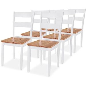 vidaXL Chaises à Manger Lot de 6 Blanc Bois d'hévéa - Publicité