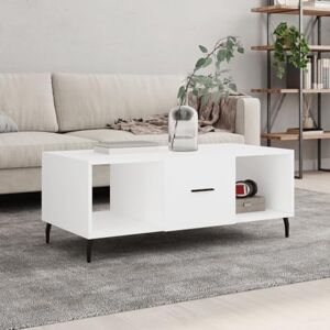 TREISL Table basse en bois, pour canapé, table de thé, style vintage, industriel, élégance, montage facile, pour salon, chambre, balcon, terrasse, blanc, 102 x 50 x 40 cm - Publicité