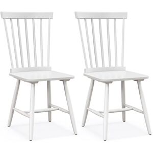 COSTWAY Chaises Salle à Manger en Bois, Chaise Cuisine Lot de 2, Dossier Windsor, Hauteur d’Assise 45 cm, Chaise Scandinave pour Salon, Bistro, Café, Chambre (Blanc) - Publicité