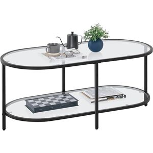 Yaheetech Table Basse Salon en Verre Trempé, 2 Niveaux, Cadre en Métal, Ovale, Bout de Canapé Moderne, pour Salon Chambre Bureau Balcon, 106 x 50 x 44 cm - Publicité