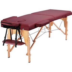 Yaheetech Table de Massage Portable Pliable à 2 Zones Charge 250 kg en Bois Hêtre Hauteur Réglable avec Appuie-tête Amovible Sac de Transport 213 x 60 cm/Bordeaux - Publicité