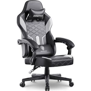 Dowinx Chaise Gaming Réglable Fauteuil de Bureau, Chaise Gamer avec Support Lombaire de Massage, PU Ergonomique Siege Gamer avec Appui tête, Fauteuil de Style Course (Noir et Blanc) - Publicité