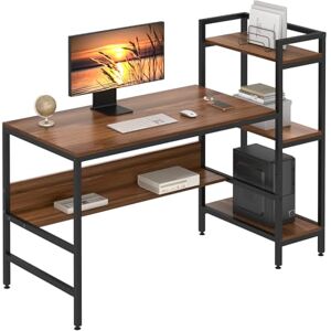 Dripex Bureau Informatique avec Etagères de Rangement, Bureau d'Ordinateur en Bois pour Chambre Salon et Maison 136 x 60 x 111 cm Bois Foncé - Publicité