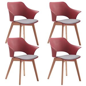 BenyLed Lot de 4 chaises de Salle à Manger avec revêtement en Tissu ; Chaises de Salon Chaises Longues Design sculpté en Creux avec accoudoir (Rouge) - Publicité