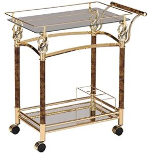 Chariot À Double Couche pour Balcon de Restaurant, Chariot de Rangement pour Café, Chariot de Service en Verre Transparent Plaqué Or/Rosso/1Pcs - Publicité