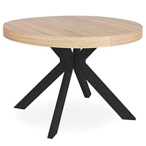 Menzzo Myriade Table Extensible, Métal, Bois/Noir, Diamètre 110cmxH75cm L110xP160-210-260 x H75cm, Bois / Noir - Publicité