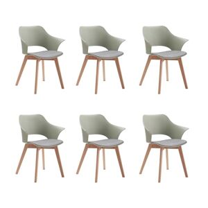 BenyLed Lot de 6 chaises de Salle à Manger avec Revêtement en Tissu ; Chaises de Salon Chaises Longues Design Sculpté en Creux avec Accoudoir (Vert) - Publicité
