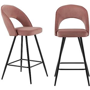 BAÏTA Lot de 2 tabourets Basile en Velours Vieux Rose avec piètement en métal Noir - Publicité