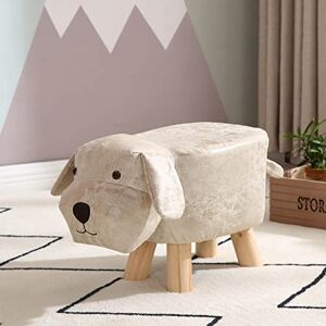 Enforose Tabourets Bas en Bois pour Enfants, Tabouret Mignon De Dessin Animé pour Enfants, Tabouret en Forme De Petit Chien pour la Maternelle à la Maison(Blanc) - Publicité