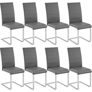 TecTake 800883 Lot de 8 Chaises de Salle à Manger Cantilever Rembourrées Pieds en métal Argentés Design Moderne Diverses Couleurs (Gris) - Publicité