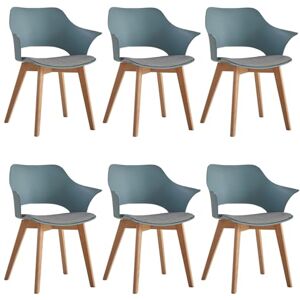 BenyLed Lot de 6 chaises de salle à manger avec accoudoir ; chaises de cuisine avec assise en tissu ; design ergonomique du dossier creux (Azurro) - Publicité