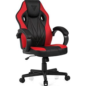 SENSE7 Gaming Prism-Chaise de Bureau Ergonomique-Accoudoirs Cadre en Acier Monobloc-Angle d'inclinaison réglable-Noir/Rouge, PU Cuir, 119x62x59 - Publicité