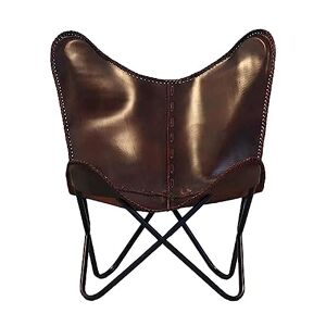 GifteQ Chaise pliante en cuir de vache imprimé papillon vintage pour petits espaces, maison, bureau, chambre à coucher (marron chocolat) - Publicité