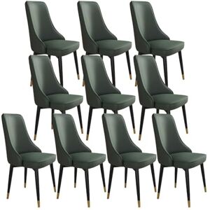 JIESOO Lot de 10 chaises de salle à manger et de cuisine Chaises de salle à manger rembourrées modernes avec housse en cuir synthétique souple, assise rembourrée et pieds en métal (couleur : vert, - Publicité