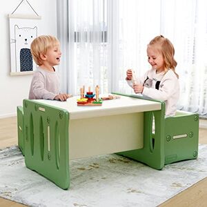 BenaRita Ensemble Table et chaises pour Tout-Petits, Table d'activité et d'étude multifonctionnelle en Plastique pour Enfants avec 2 tabourets, Bureau et chaises pour Enfants (Gris Vert) - Publicité