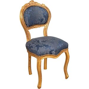 Biscottini Chaises Louis XVI doré et bleu 90x45x42 cm Chaise style français or et bleu Fauteuil chambre à coucher Chaises style baroque - Publicité