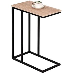 IDIMEX Bout de canapé Debora Table d'appoint Table à café Table Basse de Salon Design Retro Vintage Industriel, Plateau rectangulaire en MDF décor chêne Sauvage et Cadre en métal Noir - Publicité