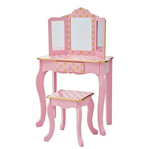 Teamson Kids Ensemble coiffeuse et tabouret or rose avec miroir pour enfant Teamson TD-11670L - Publicité