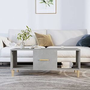 PABURNI Table basse en bois massif de style ancien auxiliaire pour salon, salle à manger, style industriel moderne, durable et belle, gris béton, 102 x 50 x 40 cm - Publicité