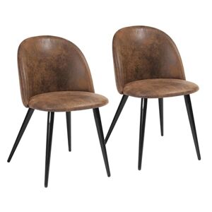 FurnitureR Lot de 2 Chaises de Cuisine Vintage en Simili Suede avec Dossier en Coquille, Pieds en Métal Noir, pour Les Salles de Réception, Les Chambres, Les Cafés, 56 x 49 x 77cm - Publicité