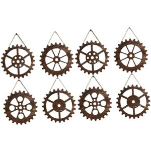 Happyyami 8 Pcs Rétro Engrenage Tenture Murale Steampunk Décor Décor À La Maison Rétro Décor Petit Engrenage En Bois Décoration Murale Engrenage Rond Tenture Murale Bureau Artisanat Planche - Publicité