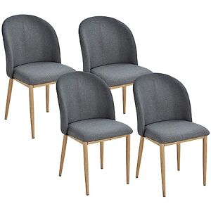 HOMCOM Lot de 4 chaises de Salle à Manger Chaise de Salon Pieds en métal Imitation Bois 50 x 58 x 85 cm Gris - Publicité
