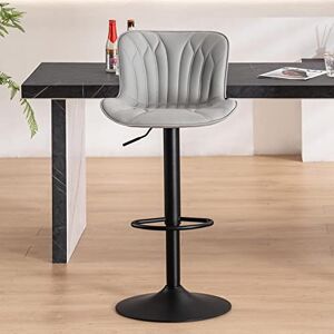 YOUNUOKE Tabouret Bar Gris Réglable en Hauteur avec Dossier Chaise de Bar Moderne 360° Rotative en Simili Cuir pour Cuisine, Bar, îlot de Cuisine (Lot de 1) - Publicité