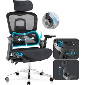 MELOKEA ReliefBack Master Chaise de Bureau Ergonomique contre le Mal de Dos, Fauteuil de Bureau, Soutien Lombaire Dynamique, Accoudoirs Réglables 4D, Appui-tête 3D, Profondeur d'Assise Réglable Noir - Publicité