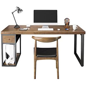 NGKEC Ensemble Bureau et Chaise d'ordinateur en Bois Massif et métal Simple, Bureau d'écriture avec boîte Principale de Rangement, Bureau de Travail Personnel - Publicité